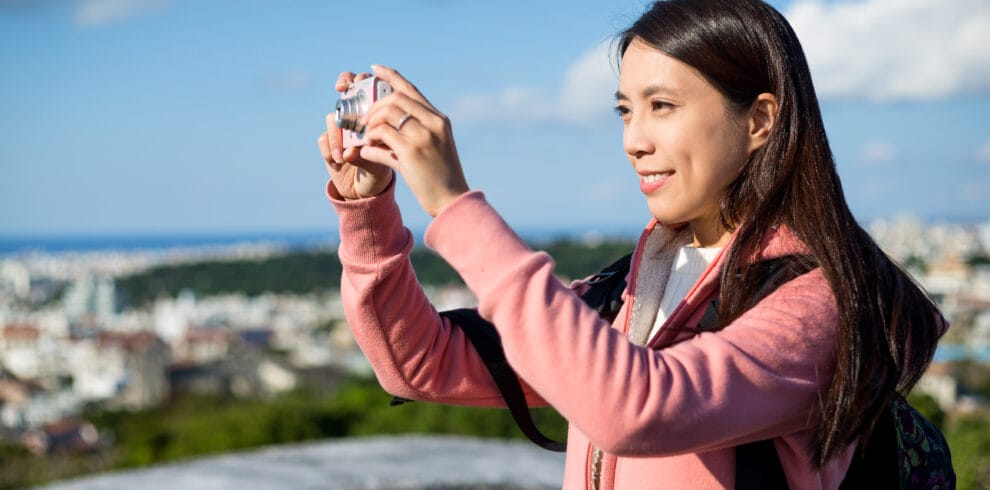 Woman taking photo at outdoor